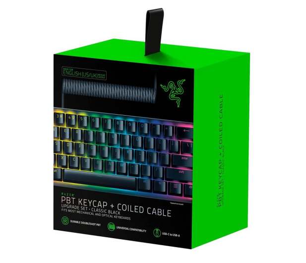 Razer PBT Keycap + Coiled Cable Black - 682378 - zdjęcie